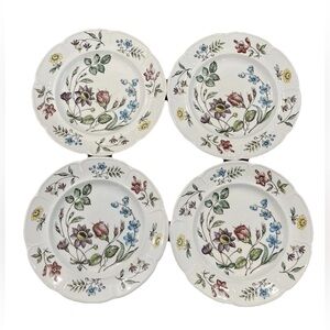 Wakefield Dinner Plate Dish Floral Windsorware 4 Vintage MCM Set Lot England